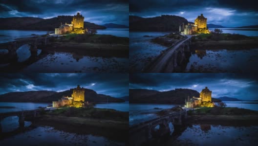 苏格兰Eileen Donan城堡-航拍高清在线视频素材下载