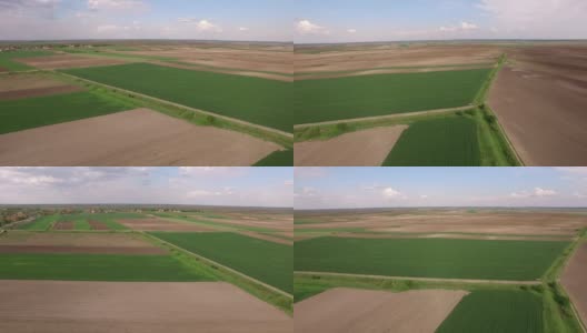 耕地鸟瞰图，高空高速高清在线视频素材下载