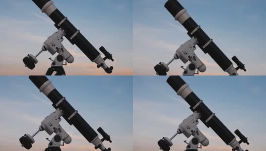 天文望远镜和天空的轮廓。高清在线视频素材下载