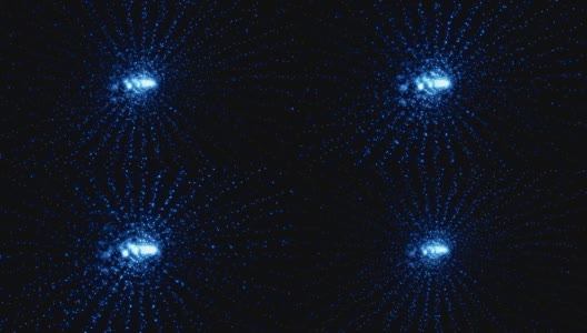 螺旋星系发光抽象蓝色旋转元素动画。高清在线视频素材下载