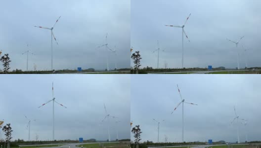 高速公路旁的风车高清在线视频素材下载