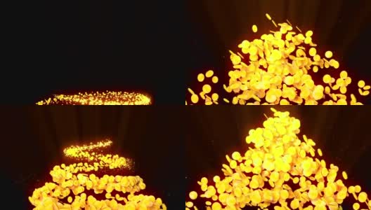 金币粒子，CG动画高清在线视频素材下载