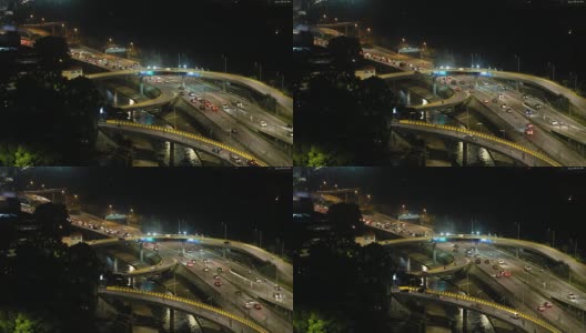 吉隆坡空中高速公路与流动的交通在夜间4k视频高清在线视频素材下载