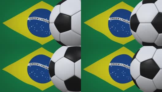 足球环与巴西国旗的背景高清在线视频素材下载