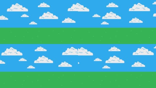 旧复古电子游戏街机云移动在蓝天和草地上高清在线视频素材下载