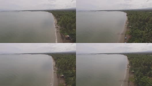 Empty sandy Beach and Beautiful Calm Sea On Cloudy Day, Drone aerial高清在线视频素材下载