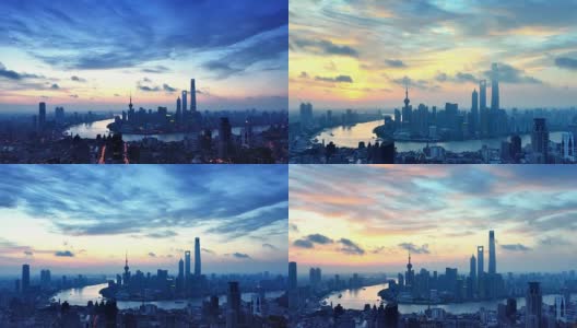 4K:上海天际线在日出到一天的时间流逝，中国高清在线视频素材下载