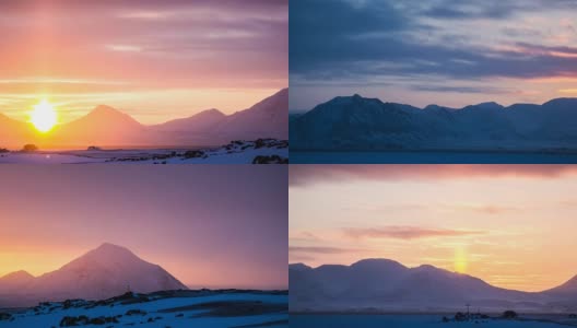 极地之夜后的第一缕阳光。在霍恩松德峡湾附近。高清在线视频素材下载