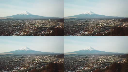 富士山鸟瞰图，川口町，藤吉田，日本高清在线视频素材下载