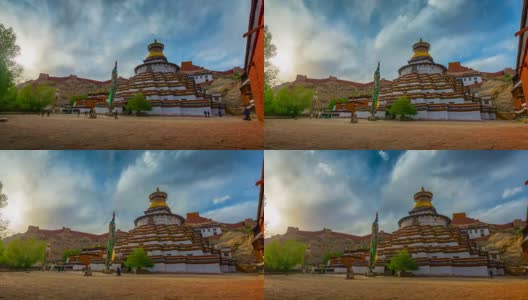 中国西藏江孜帕尔乔寺4k时光移动云高清在线视频素材下载