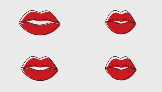 最小动作gif设计。时尚红性感唇吻。高清在线视频素材下载