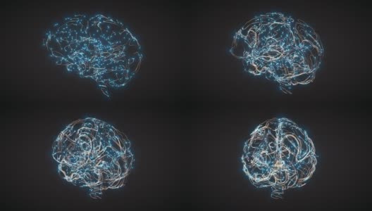 大脑活动可视化与粒子和示踪高清在线视频素材下载