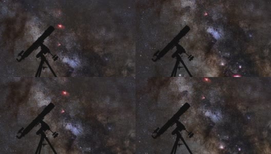 星空下的望远镜剪影。高清在线视频素材下载