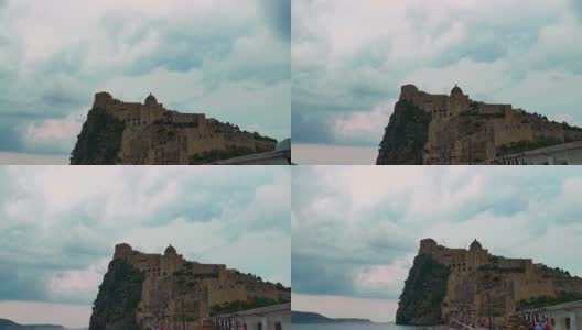 意大利那不勒斯省伊斯基亚岛上的阿拉贡城堡高清在线视频素材下载