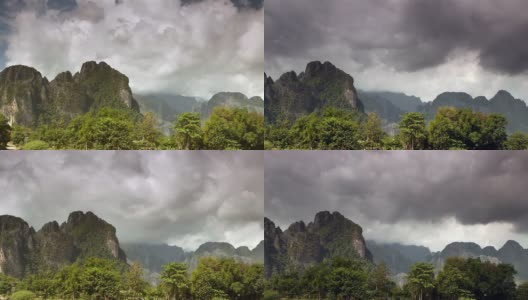 老挝万荣喀斯特景观时光流逝高清在线视频素材下载