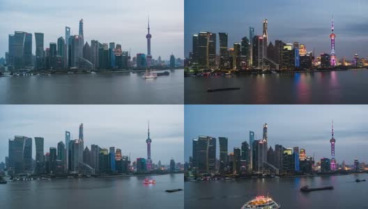 T/L WS HA上海市中心，白天到晚上过渡/上海，中国高清在线视频素材下载