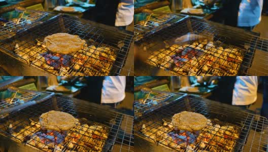 泰国清莱省街头美食节的中国传统烤饼高清在线视频素材下载
