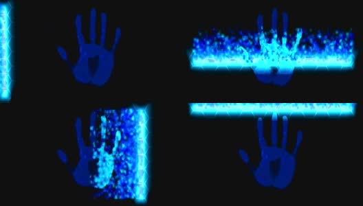 手扫描仪手印指纹掌纹密码id蓝色高清在线视频素材下载