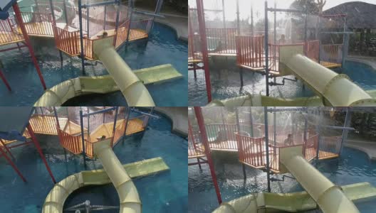 人们喜欢在水上乐园玩水上游戏高清在线视频素材下载