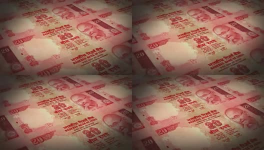 20卢比，印度的纸币高清在线视频素材下载