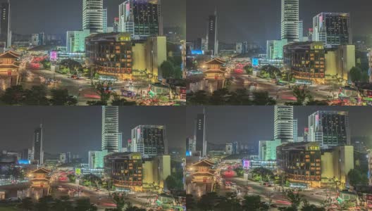 汉城夜间交通延时全景图高清在线视频素材下载
