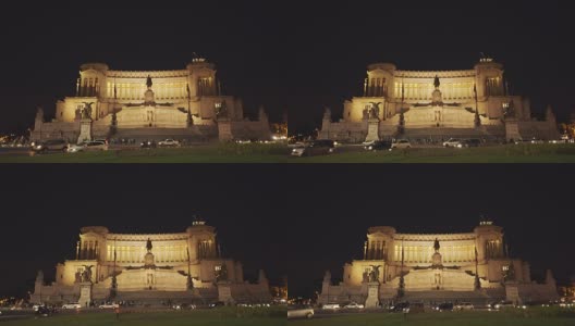 广角维克多伊曼纽尔ii纪念碑的夜晚高清在线视频素材下载