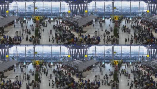新加坡樟宜机场值机区二楼全景4k视频高清在线视频素材下载