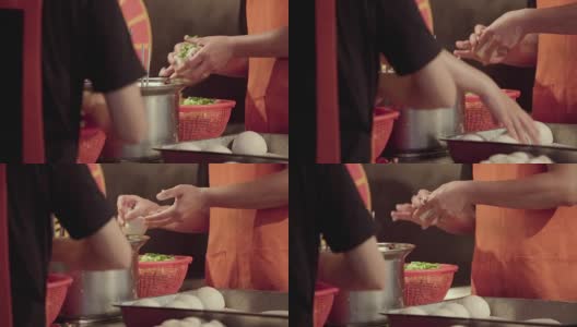台湾著名的街头小吃——胡椒粉包高清在线视频素材下载