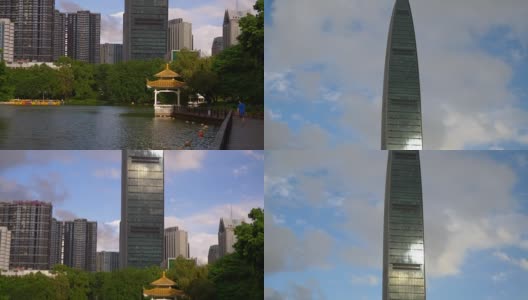 白天时间深圳市景公园湖泊全景4k中国高清在线视频素材下载