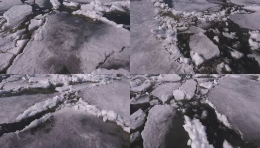 鸟瞰图俯瞰伏尔加河与美丽的冰冻冰高清在线视频素材下载