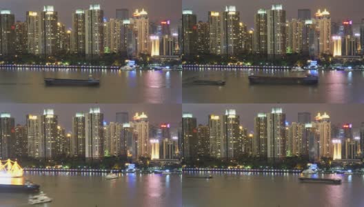 上海黄浦江夜景。高清在线视频素材下载
