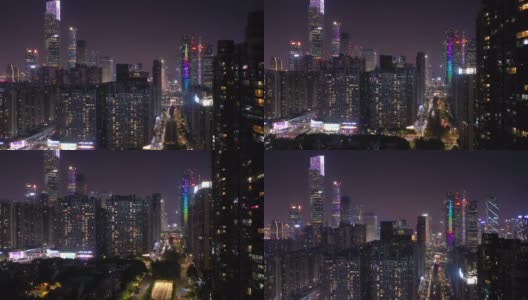 夜光广州市公寓住宅市区交通小区航拍全景4k中国高清在线视频素材下载