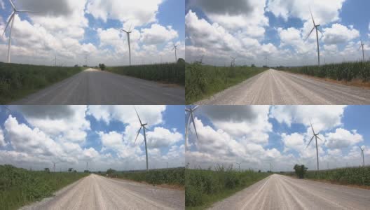 风力涡轮机厂用于发电、清洁能源的概念高清在线视频素材下载
