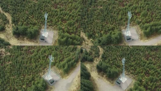 森林中电信桅杆的高角度视图高清在线视频素材下载