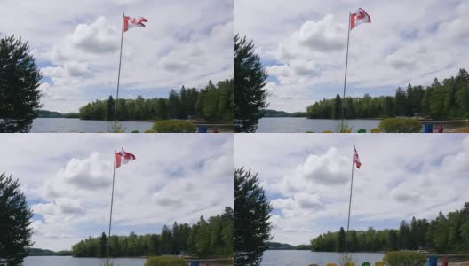 加拿大国旗和乔治亚湾高清在线视频素材下载