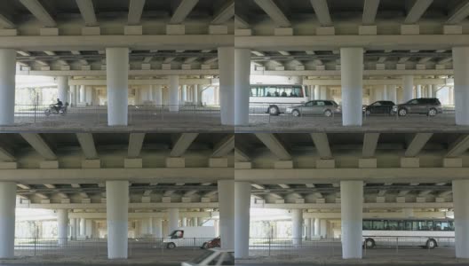 城市桥下繁忙的高速公路上车水马龙高清在线视频素材下载