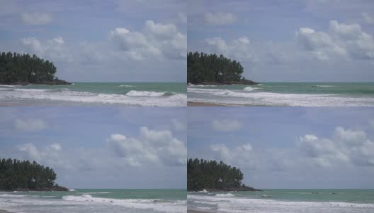 4k的海滩和热带森林，蓝天。高清在线视频素材下载