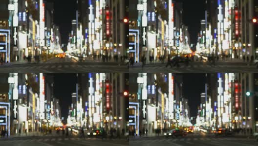 柔焦-银座中央大街夜景高清在线视频素材下载