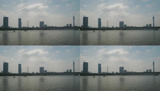 日光广州市珠江步行湾全景4k时间高清在线视频素材下载