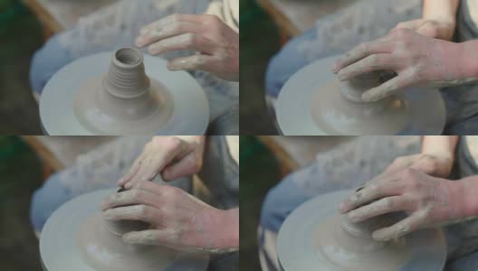 陶工大师的手，可以制作陶土。传统工艺高清在线视频素材下载