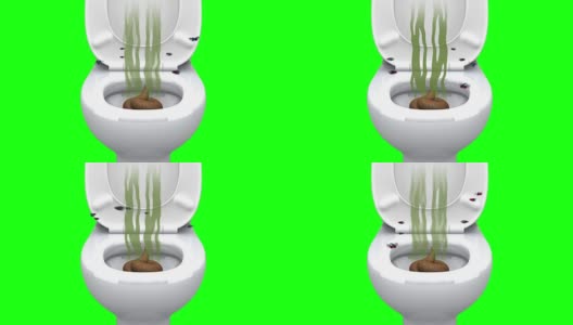 厕所里的便便，3D动画，绿色屏幕，可循环使用。高清在线视频素材下载