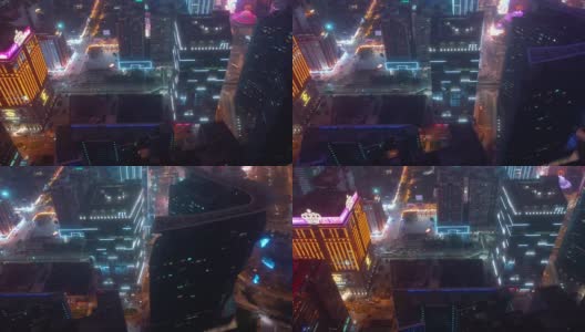 夜光澳门市区交通街道高空俯视图4k中国高清在线视频素材下载