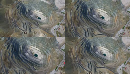 中国新疆，一个巨大矿井的鸟瞰图。高清在线视频素材下载