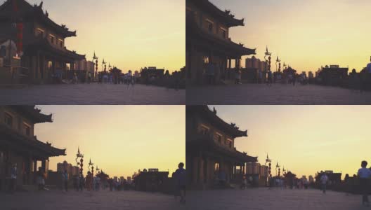 西安城墙日落，西安，陕西，中国高清在线视频素材下载