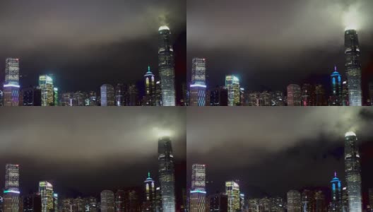 香港金融区中央夜灯IFC云景20X速度高清在线视频素材下载