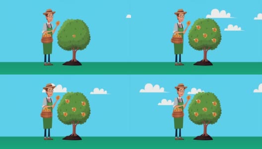 优雅的园丁商人与硬币树人物动画高清在线视频素材下载