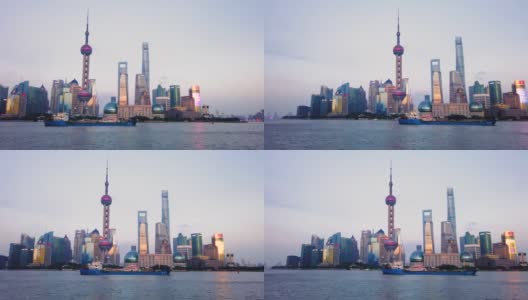 上海市中心摩天大楼的天际线，从中国外滩步行街可以看到高清在线视频素材下载