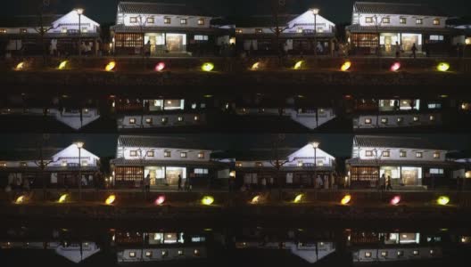 冈山县仓木市著名的旅游景点夜景高清在线视频素材下载