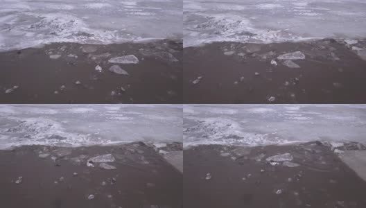 河冰在泥泞的春河中融化高清在线视频素材下载