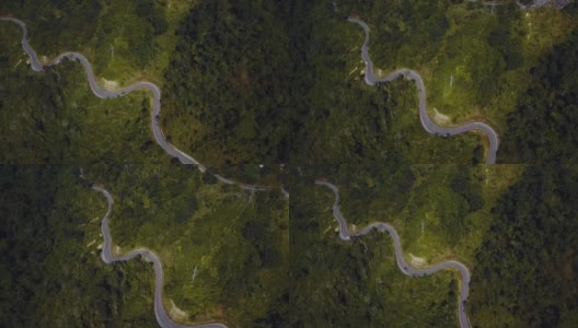 无人机:蜿蜒穿过森林的道路高清在线视频素材下载